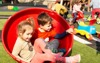 playing outside with friends at monkey puzzle ware
